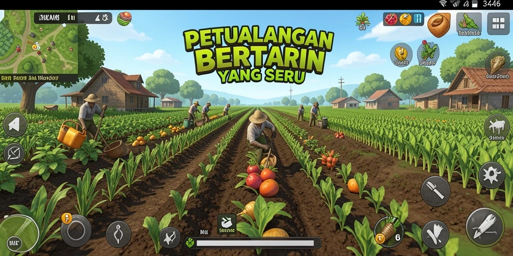 Screenshot menampilkan gameplay seru bertani di 3446.
