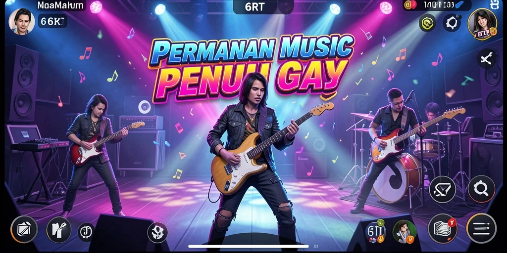 Screenshot gameplay 6RT dengan tampilan musik yang interaktif.
