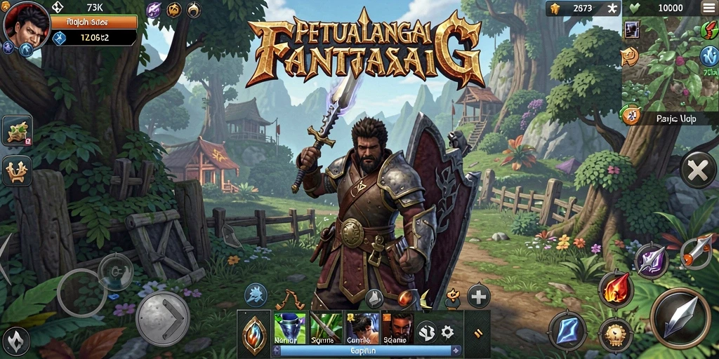Tampilan gameplay mendebarkan dalam dunia RPG 73K yang menakjubkan.