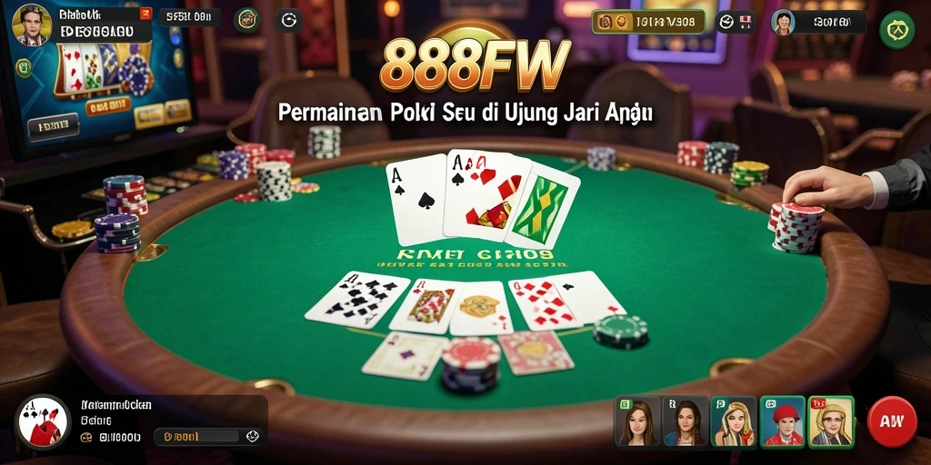 Screenshot utama gameplay poker 888FW yang menarik dan menyenangkan.