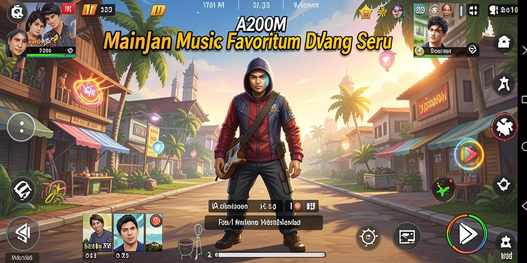 Screenshot A200M menampilkan pengguna yang bernyanyi karaoke dengan penuh semangat.