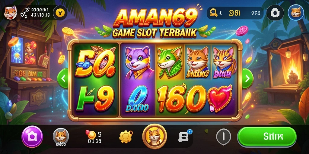 Tampilan gameplay AMAN69 yang menarik dengan mesin Slot penuh warna.