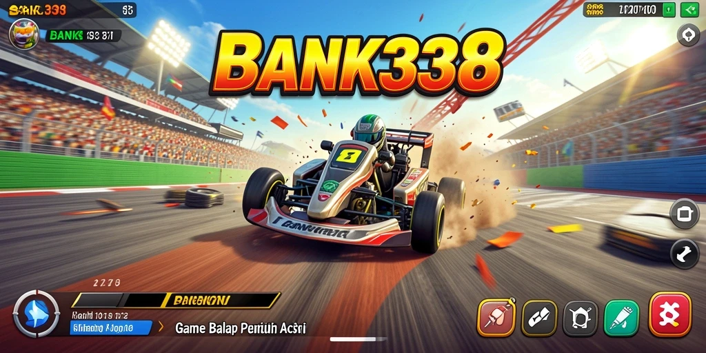 Screenshot menampilkan aksi seru balapan di BANK338.