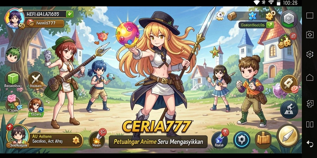 Tampilan gameplay CERIA777 yang penuh warna dan menawan.