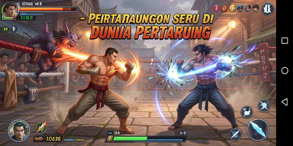 Screenshot gameplay pertarungan mendebarkan di IDX66.
