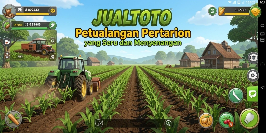 Tangkapan layar game JUALTOTO menampilkan aktivitas bertani yang menyenangkan.