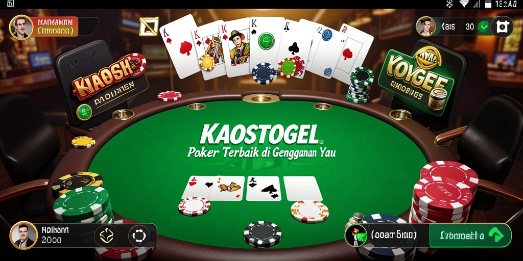 Tampilan gameplay seru KAOSTOGEL dengan suasana poker yang penuh strategi.