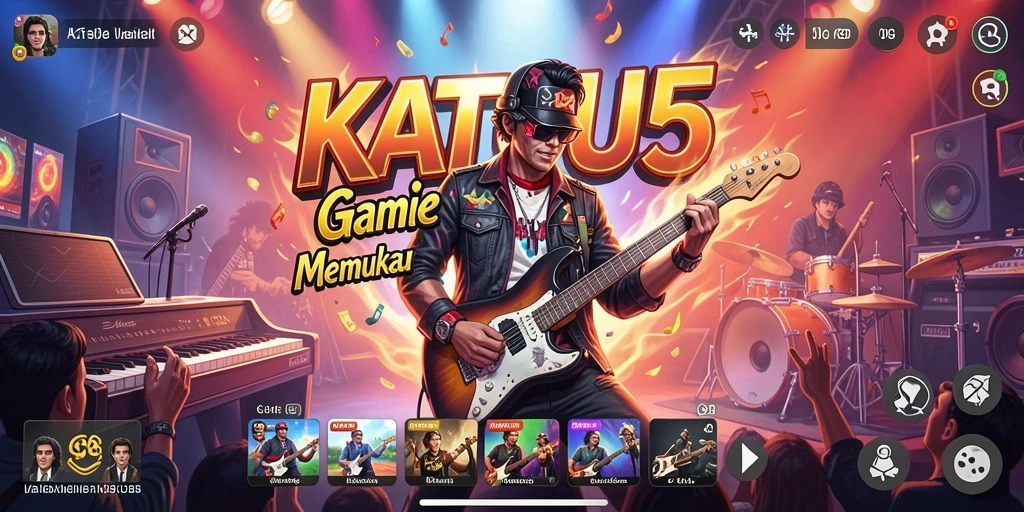 Tampilan gameplay KATSU5 dengan berbagai pilihan lagu yang menarik.