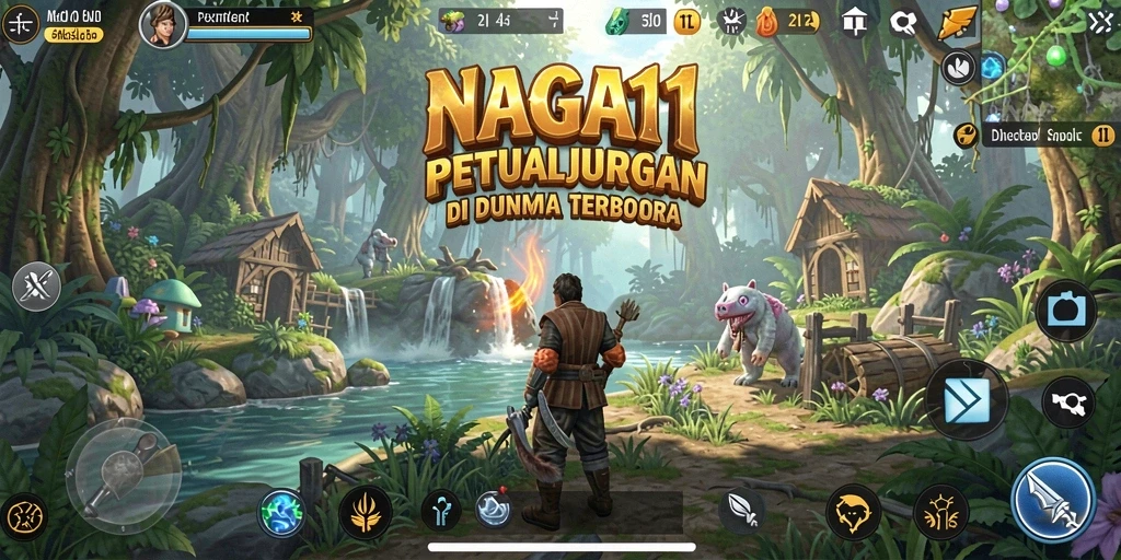 Screenshot gameplay NAGA11 yang menampilkan dunia terbuka yang luas dan indah.