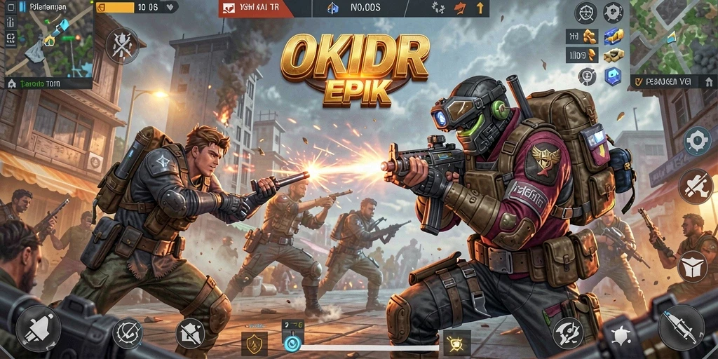 Tangkapan layar gameplay <strong>OKIDR</strong> menampilkan aksi Battle Royale yang mendebarkan.