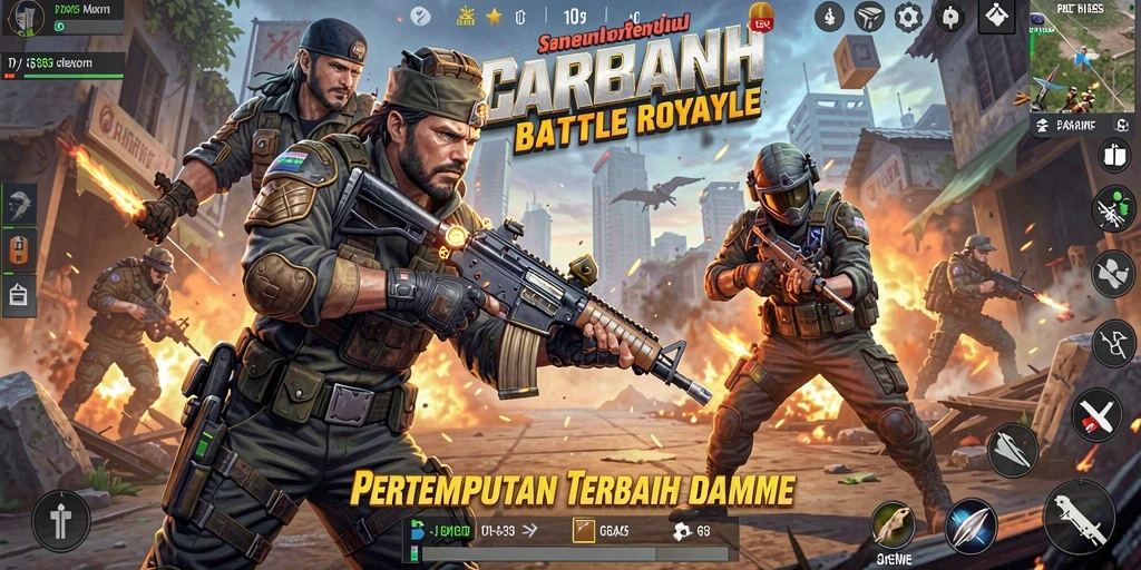 Screenshot gameplay PAKARJP dengan aksi Battle Royale yang mendebarkan.