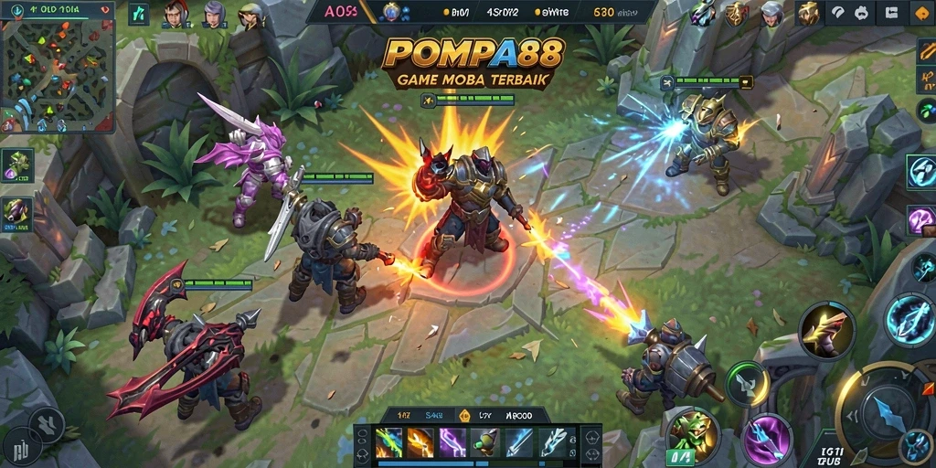 Gambaran permainan seru dalam POMPA88 MOBA.