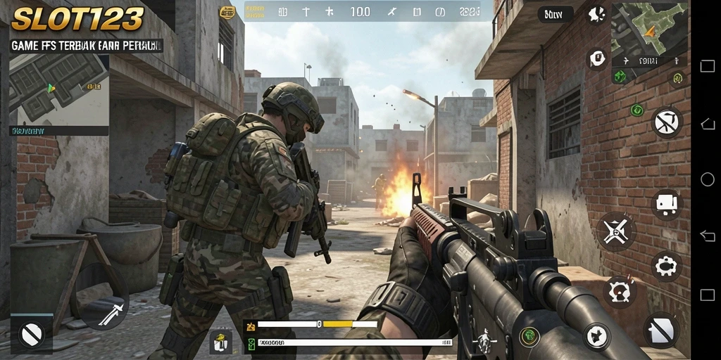 Screenshot dari gameplay menegangkan dalam SLOT123.
