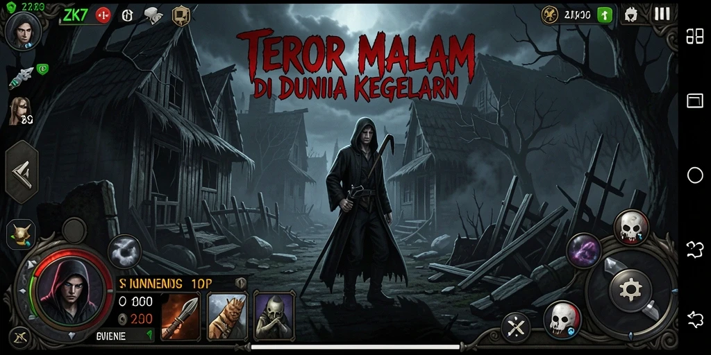 Screenshot ZK7 menampilkan suasana kegelapan yang menegangkan dan penuh misteri.